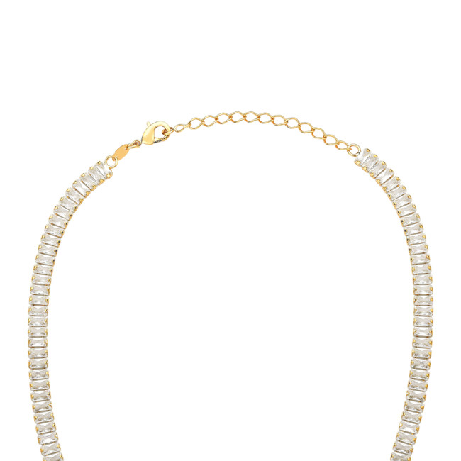 Choker Riviera Zircônia Baguete 6mm Folheada a Ouro 18k  