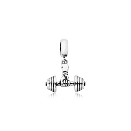 Berloque Prata You Argola Haltere c/Mão Segurando Envelhecido  