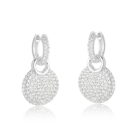 Argola Prata Click c/ Medalha Cravejada 11mm