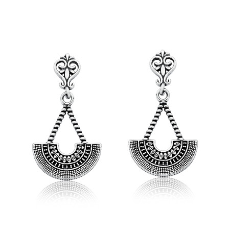 Brinco Prata Base Trabalhada Bolsa Indiana Envelhecido