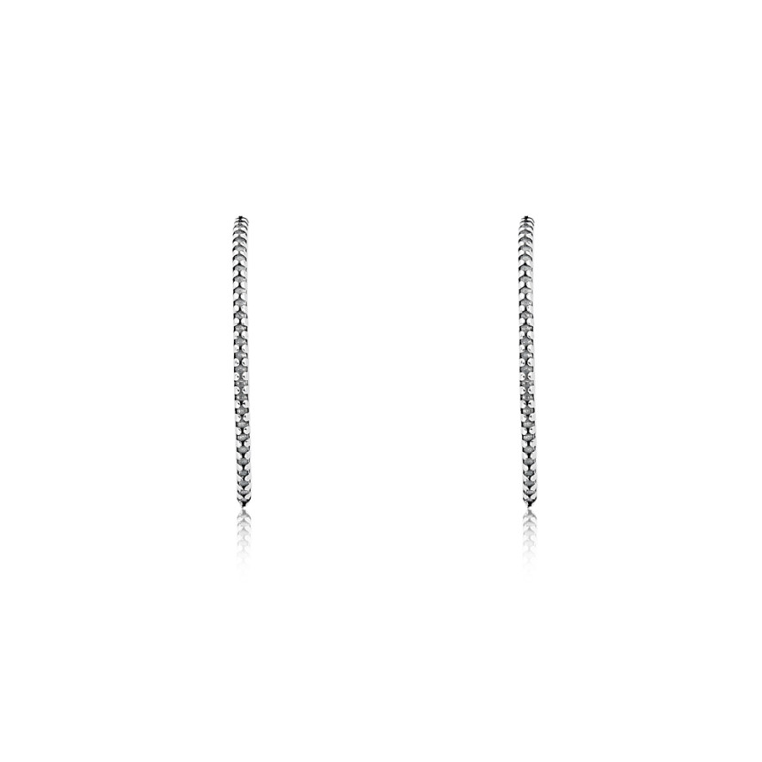 Brinco Prata Ear Hook Cravejado Envelhecido  