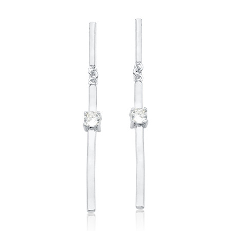 Brinco Prata Leve Palito c/ Ponto Luz Central