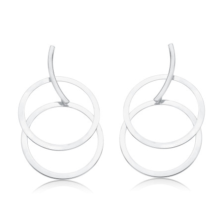 Brinco Prata Leve Dois Elos Lisos Vazados  