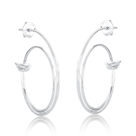 Argola Prata Leve Fio Liso com Nó c/ Tarraxa