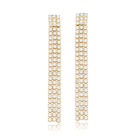 Brinco Franja Zircônia Riviera Folheada a Ouro 18K