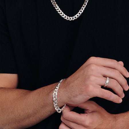 Pulseira Prata Grumet Superflat 20cm (9mm)