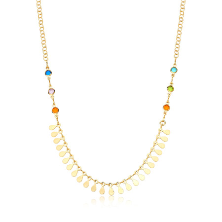 Choker Gotinhas Lisas c/ Zirconias Coloridas Folheado a Ouro 18k