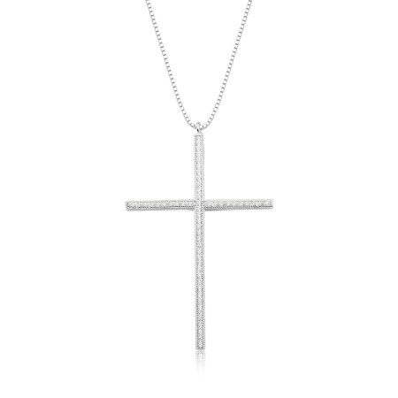 Gargantilha Prata Veneziana c/ Cruz Cravejada