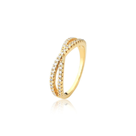 Anel Infinito Cravejado Folheado a Ouro 18k