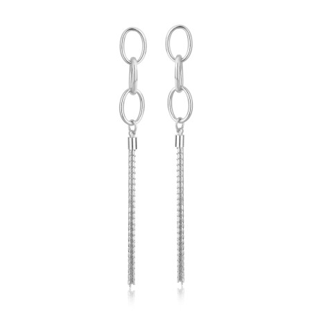 Brinco Prata Leve Elos Ovais c/ Franja