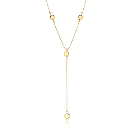 Gargantilha Veneziana Gravatinha Esferas Lisas Folheada a Ouro 18k  