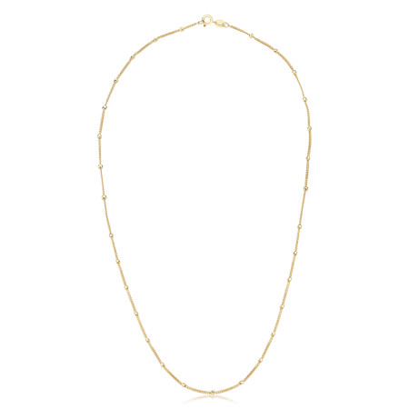 Colar c/ Mini Esferas Lisas 120cm Folheado a Ouro 18k  