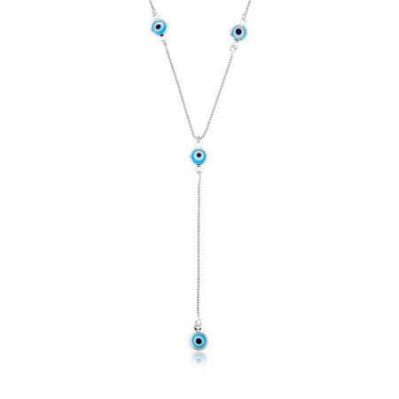 Gargantilha Prata Leve Veneziana Gravatinha Olho Grego