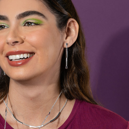 Brinco Prata Leve Grumet c/ Canutilhos Quadrados