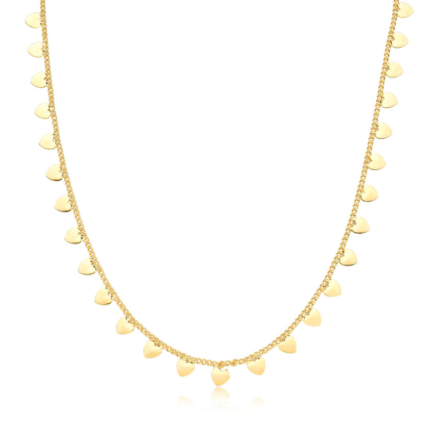 Choker Corações Lisos Folheada a Ouro 18k  