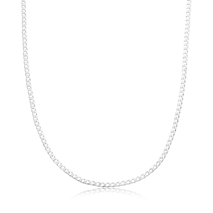 Corrente Prata Grumet Extraflat 45cm (Curta) 2mm
