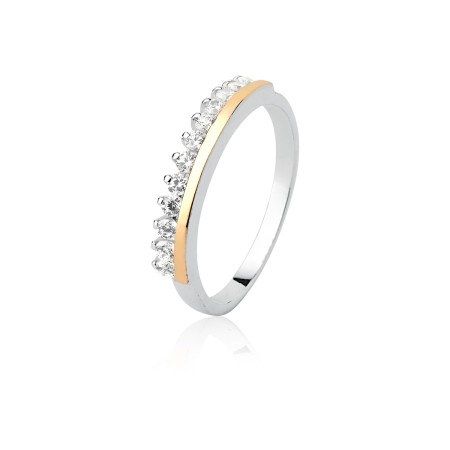 Anel Prata Aparador c/ Fio Aplique Ouro