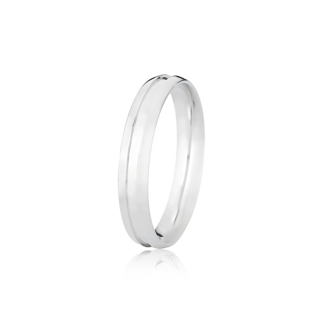 Aliança de Compromisso Prata c/ Friso Liso / 4mm (Valor da unidade)