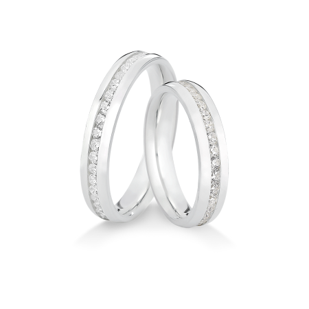 Aliança de Compromisso Prata c/ Friso Cravejado / 4mm (Valor da unidade)