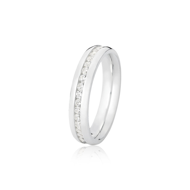 Aliança de Compromisso Prata c/ Friso Cravejado / 4mm (Valor da unidade)