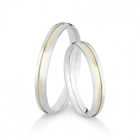 Aliança de Compromisso Prata c/ Filete Ouro / 3mm (Valor da unidade)