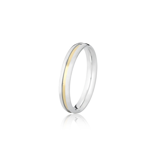 Aliança de Compromisso Prata c/ Filete Ouro / 3mm (Valor da unidade)