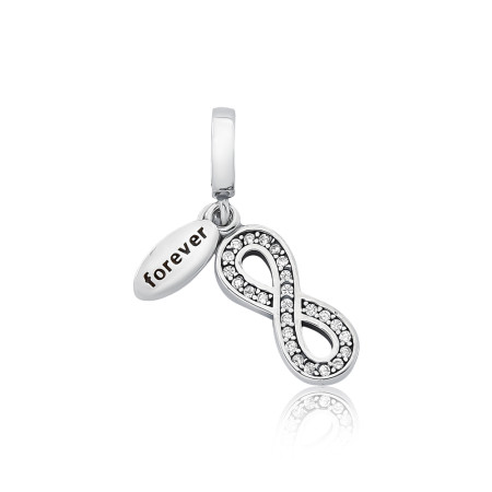 Berloque Prata c/ Ródio You Argola Infinito Cravejado Envelhecido 