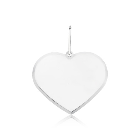 Pingente Prata Placa Coração Liso
