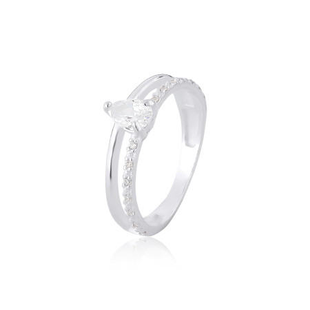 Anel Prata Gota Aro Duplo