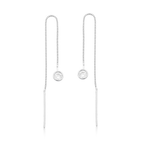 Brinco Prata Agulha Ponto Luz Embutido