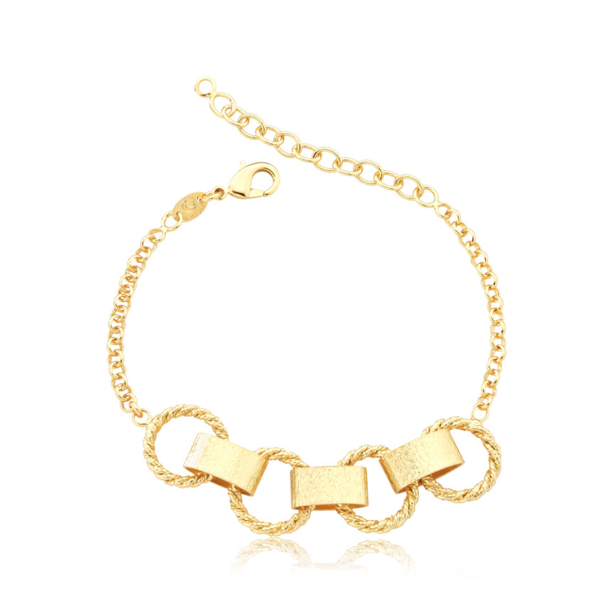 Pulseira Quatro Elos Torcidos Entrelaçados Folheada a Ouro 18k