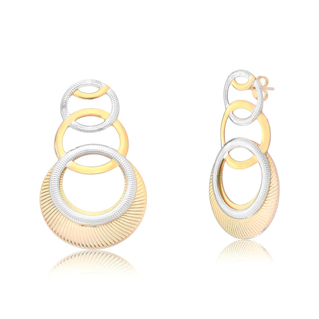 Brinco Elos Lisos e Trabalhados Folheado a Ouro 18k 