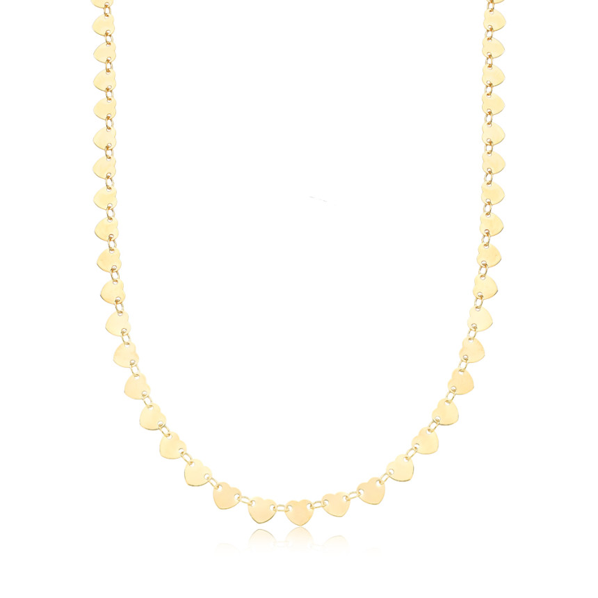 Choker Corações Lisos Presos Folheada a Ouro 18k  