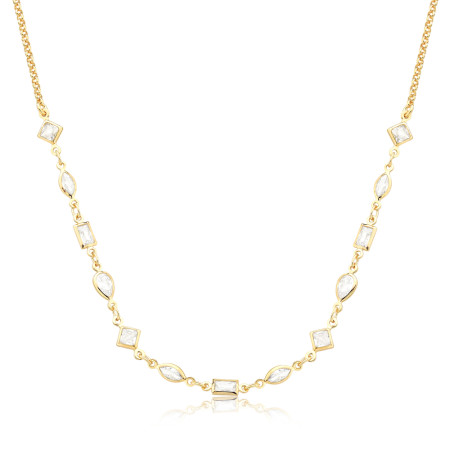 Choker Portuguesinha Zircônias Geométricas Embutidas  Folheado a Ouro 18k 