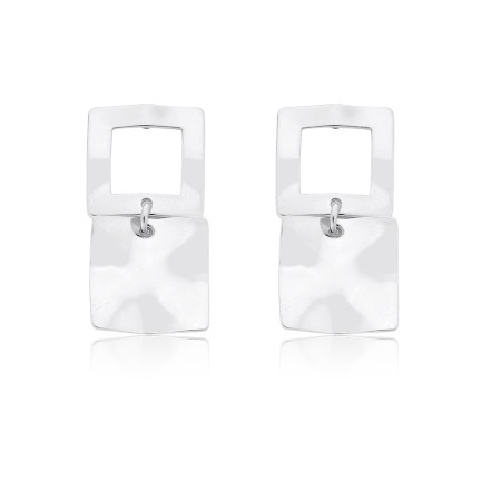 Brinco Prata Leve Quadrados Liso / Vazado