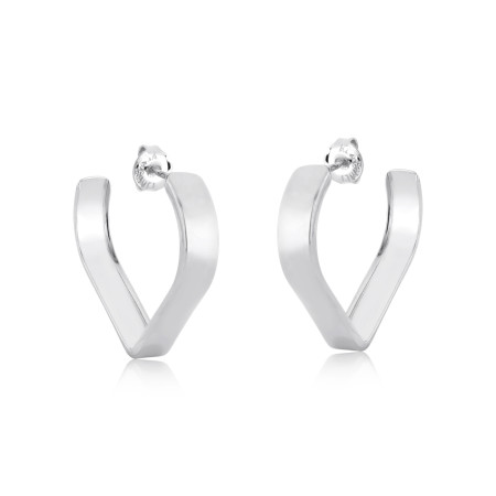 Argola Prata Leve Coração Fita Lisa