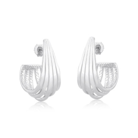 Brinco Prata Leve Fixo Gancho 5 Fios Lisos