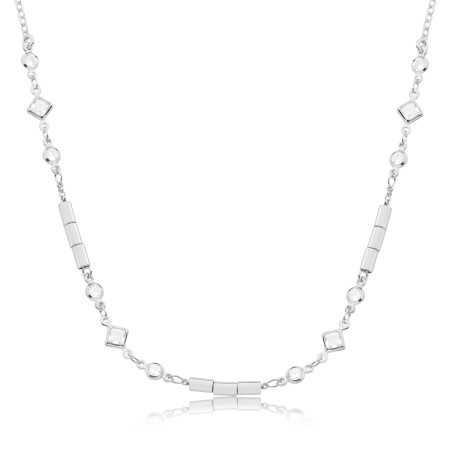 Choker Prata Leve Portuguesinha Zircônias Geométricas e Canutilhos