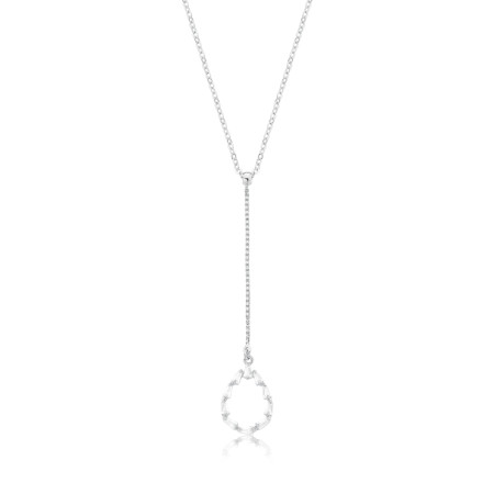 Gargantilha Prata Leve Gravatinha c/ Gota de Zircônias