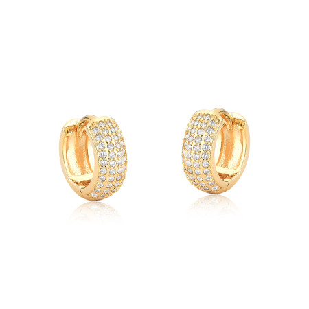 Argola Click Quatro Fileiras Cravejadas (4x10) 11mm Folheada a Ouro 18k 