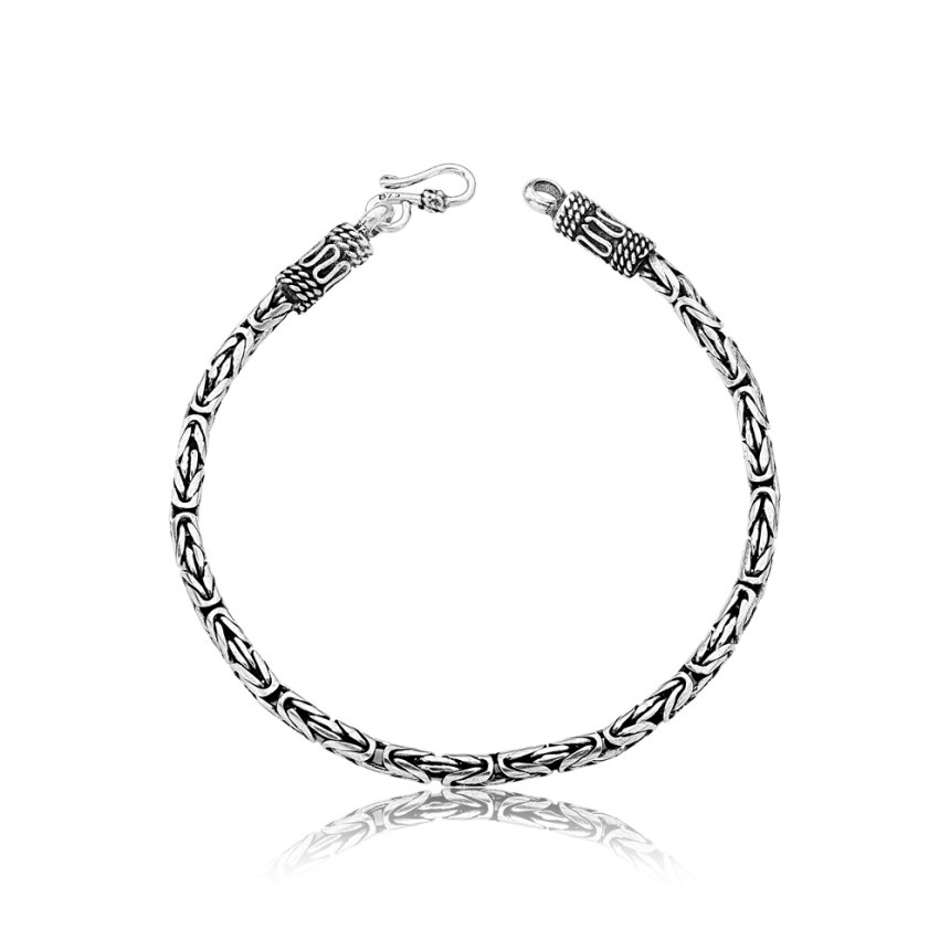 Pulseira Prata Bali Ponto Peruano 22cm (3,5mm)