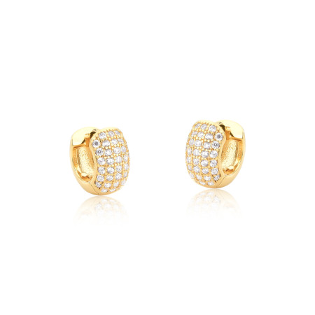  Argola Click 5 Fileiras Cravejadas (5x8) 11mm Folheada a Ouro 18k 