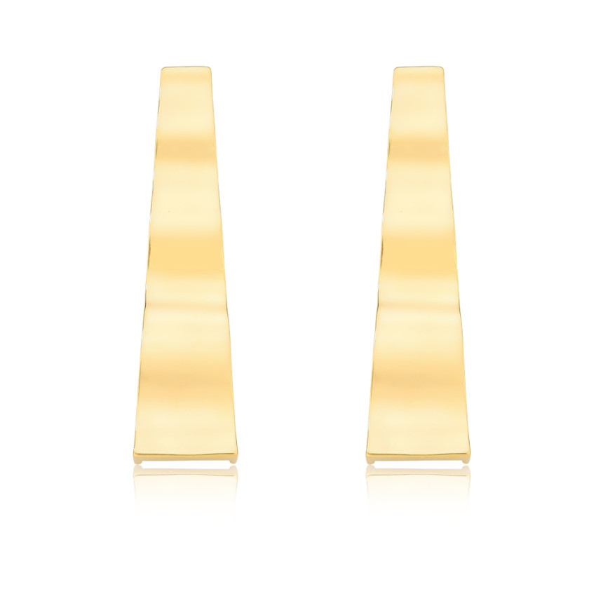  Brinco Fita Ondulada Folheado a Ouro 18k 
