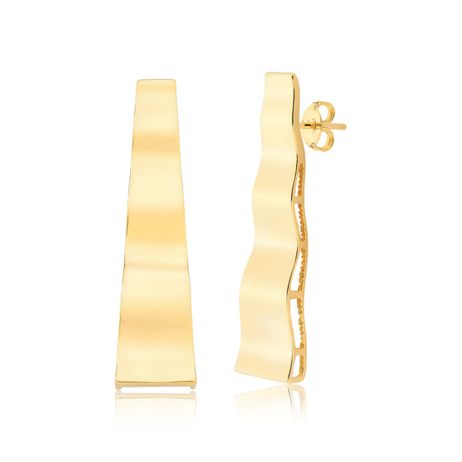  Brinco Fita Ondulada Folheado a Ouro 18k 