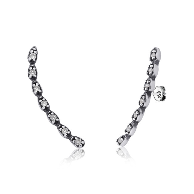 Brinco Prata Ear Cuff Cravejado Envelhecido  