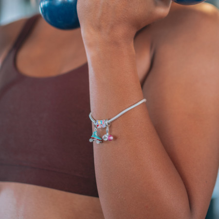 Berloque Prata c/ Ródio You Separador "Love You" Resina Colorida