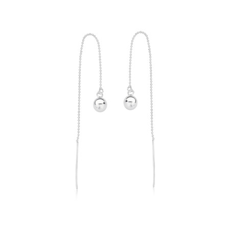 Brinco Prata Agulha Chaveirinho c/ Esfera Lisa