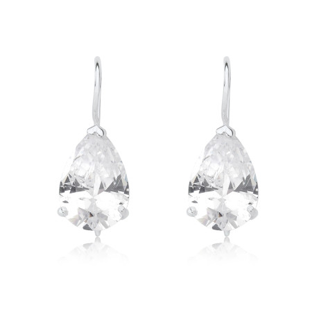 Brinco Prata Zircônia Gota Ponto Luz Anzol c/ Trava  