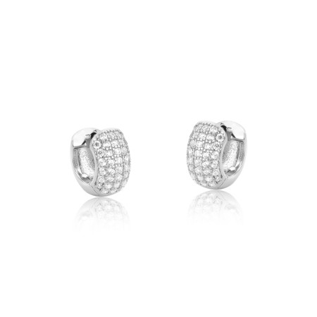 Argola Prata Leve Click Cinco Fileiras Cravejadas (5x8) 11mm