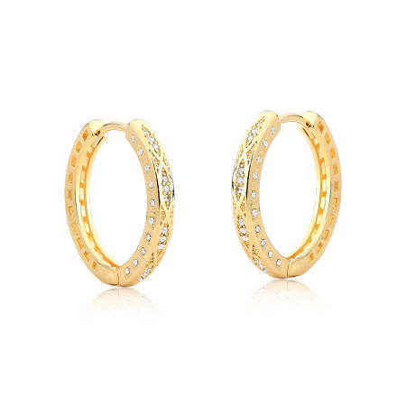 Argola Click Infinito Cravejado 21mm Folheada a Ouro 18k    